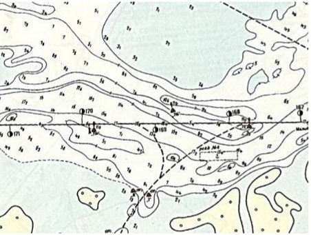 фрагмент карты глубин Иваньковского водохранилища